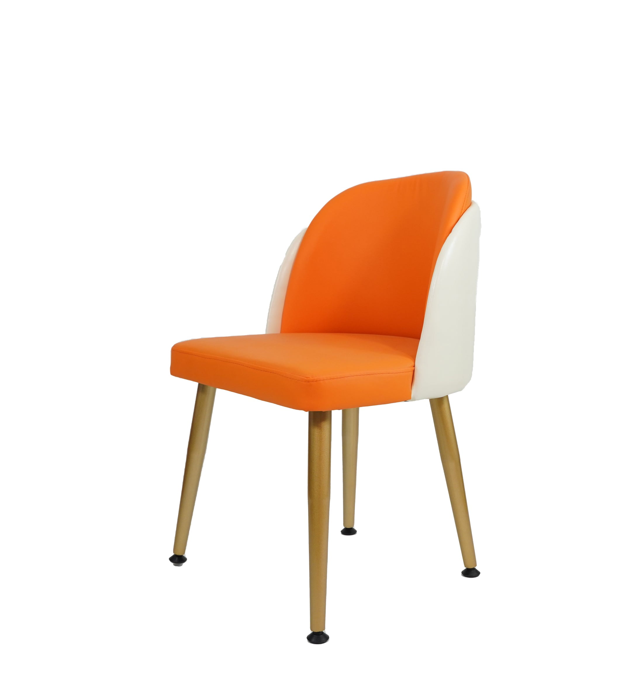 Set of 4 Modern Italian Leather Dining Room Chairs Metal Legs (White