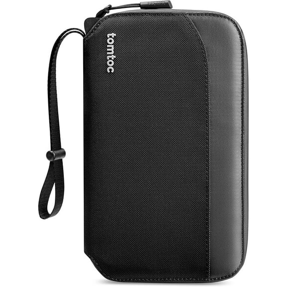 tomtoc Passport Holder Family with RFID Blocking, Passport Wallet Women Men, with Airtag & Sim Card Holder and Eject Pin, Travel Document Organizer with Wrist Strap, Up to 4 Passports