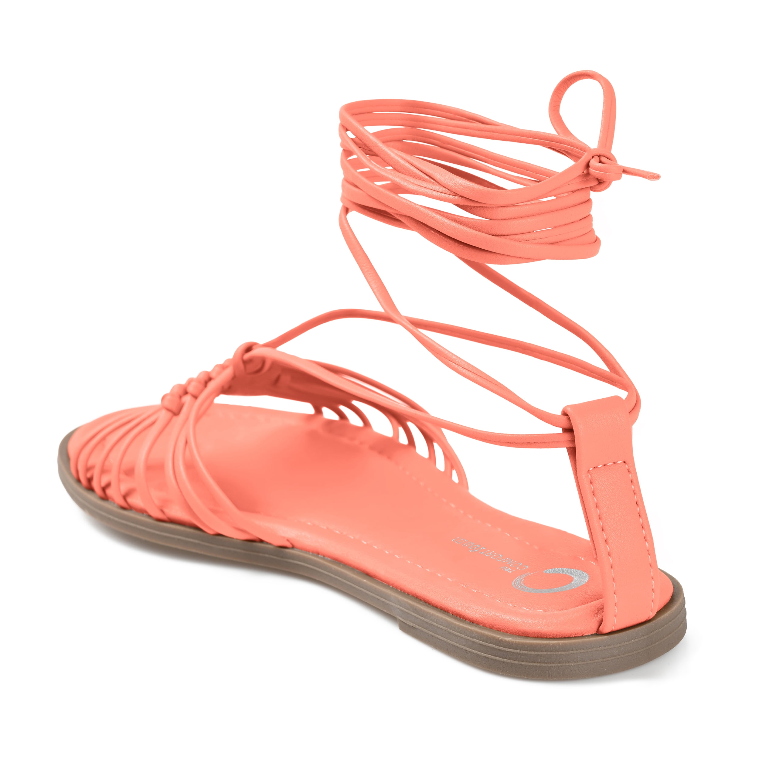 Journee Womens Jess Ankle Wrap Low Block Heel Sandals