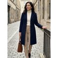 thumbnail image 5 of DARING DIVA Women's Winter Single Breasted Peacoat Notched Lapel Button Down Overcoat M Dark Blue, 5 of 8