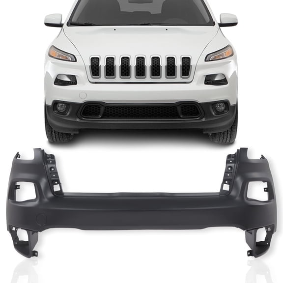 PIT66 Front Upper Bumper Cover Replacement Fit For 2014-18 Jeep Cherokee Black