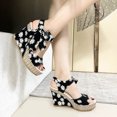 thumbnail image 5 of Clearance VerPetridure Women's Sandals Summer Casual Boho Platform Open Toe Fish Mouth Platform Flower Lace-Up Wedge Sandals Thick Bottom Wedge Sandals, 5 of 8