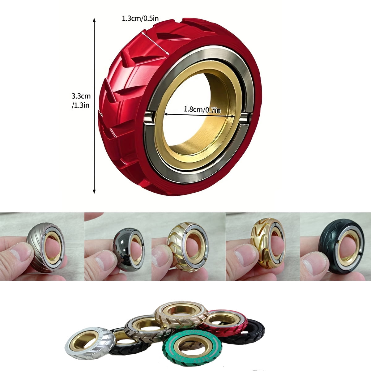 T-Conceal EDC Fidget Sliders Fidget Toys Stress Relief for Adults Magnetic Metal ADHD Casual Fidget Rings Haptic Coin Blocks (Tire-Upgrade)