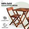 thumbnail image 3 of Tranquillo 3-Piece Foldable Eucalyptus Wood Bistro Set – Weather-Resistant Patio Table & Chairs for Small Outdoor Spaces​, 3 of 9