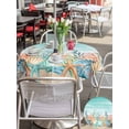 thumbnail image 5 of Outdoor Tablecloth with Umbrella Hole for Patio/Picnic/Party/Camping, Coastal Beach Waterproof Table Cloth Round Cover Washable, Ocean Wave Summer Sea Starfish Coral Teal Beige (Dia 54"), 5 of 8
