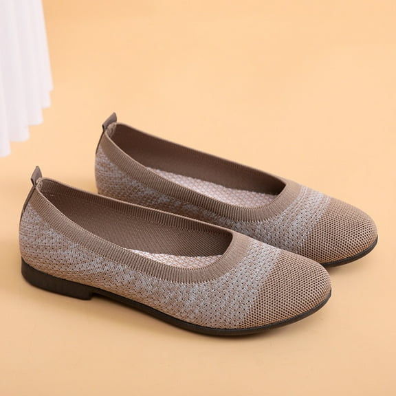 CPNG Women Walking Shoes Pointed Toe Lightweight Soft Slip On Mesh Flat Shoes Woven Orthopedic Soft Arch Support Breathable Work Office Sneakers