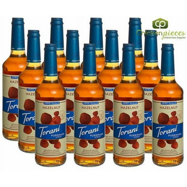 Torani Puremade Zero Sugar Hazelnut Syrup – Roasted Nut Excellence (Clean-Label), 750 mL (25.36 oz) Premium Glass Bottle