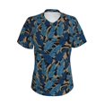 thumbnail image 5 of Zufioo Blue Leaves A Print Women's Classic V-neck T-shirt, V-neck Short-sleeved Tops Home Wear, Suitable for Daily Life, Work, Outdoors-3X-Large, 5 of 8