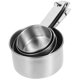 thumbnail image 1 of PTOOTP Juego de tazas medidoras de acero inoxidable de alta calidad con mango corto y cucharas medidoras para hornear, de 60 ml, 80 ml, 125 ml y 250 ml, para sabores secos y líquidos (plateadas)., 1 of 7