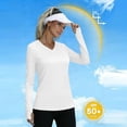 thumbnail image 2 of Chandails à Manches Longues pour Femmes, Chandails de Protection Solaire pour la Randonnée, le Camping et l'Entraînement, Col en V, Chandails Amples, Hauts, 2 of 6