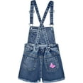 thumbnail image 2 of Peacolate 5-10T Little&Big Girls Adjustable Straps Short Overalls Jeans Outfits,Butterfly and Rose,5-6Years, 2 of 5