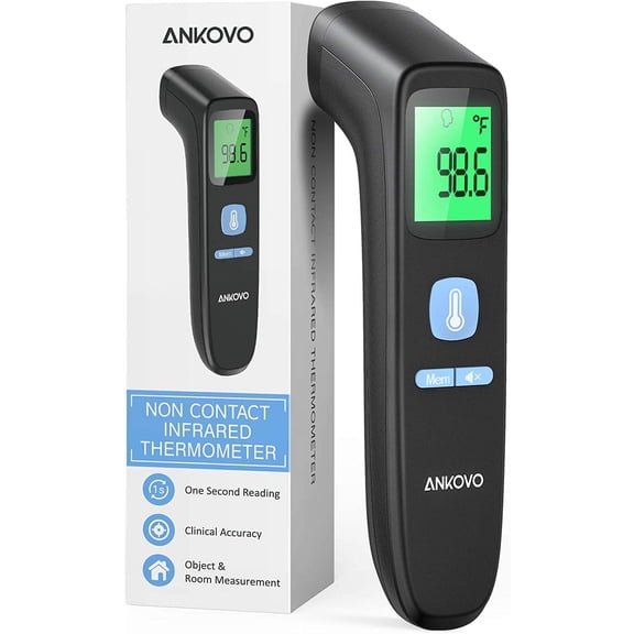 ANKOVO Infrared Forehead Thermometer for Adult & Child, 3 Colors Backlight, Memories Recall
