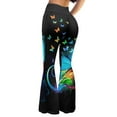 thumbnail image 2 of Xoenoiee Butterfly Print Flare Yoga Pants for Women Crossover High Waisted Bootleg Pants Bootcut Flare Yoga Leggings Tummy Control Workout Pants, S, 2 of 7