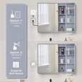 thumbnail image 6 of 36 X 28 Inch LED Lighted Bathroom Medicine Cabinet with Mirror, Wall Mount Bathroom Mirror Cabinet with Dimmable, Defogger, Memory Function, 3 Solid Wood Shelves, Ample Storage Space, Lavender, 6 of 11