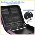 thumbnail image 4 of Zipper Binder with Shoulder Strap 2 inch 3 Ring Waterproof File Folder Organizer Bag 500 Sheet Pink and Purple Glitter Pattern, 4 of 8