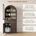 thumbnail image 4 of Akaber 71" Tall Arched Kitchen Pantry Cabinet with Glass Doors, Modern Kitchen Storage Cabinets with Adjustable Shelves and Drawer, Wooden Storage Pantry Cabinet for Living Room, Dining Room, 4 of 7