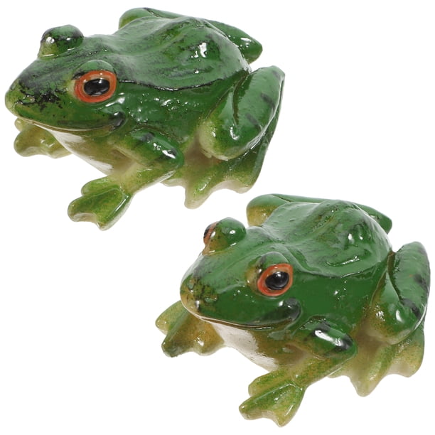 2 piezas divertidas ranas de resina decoración de escritorio artesanía creativa adorable figurita de ranas