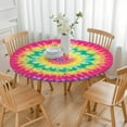 thumbnail image 3 of Colorful Rainbow Tie Dye Spiral Pattern Round Fitted Tablecloth with Elastic Edge,Dining Table Cover Waterproof,Outdoor Round Tablecloth for Camping,Dining,Indoor and Outdoor, 3 of 7
