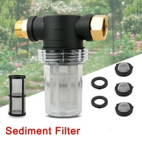 3/4" Garden Hose Sediment Filter Attachment - Brass & PC Construction, Fits Standard Hose & Pressure Washer Inlet, Includes Screen Filter   3 O-Rings   2 Washers, for Well Water & Outdoor Use