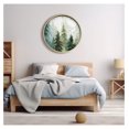 thumbnail image 4 of 24 Inches Round Wooden Wall Clock Silent Battery Operated, Home Decorative Large Wall Clock, Pastel Watercolor Pine Trees Clock Wall Art Decor for Living Room Kitchen Bedroom Classroom, 4 of 7
