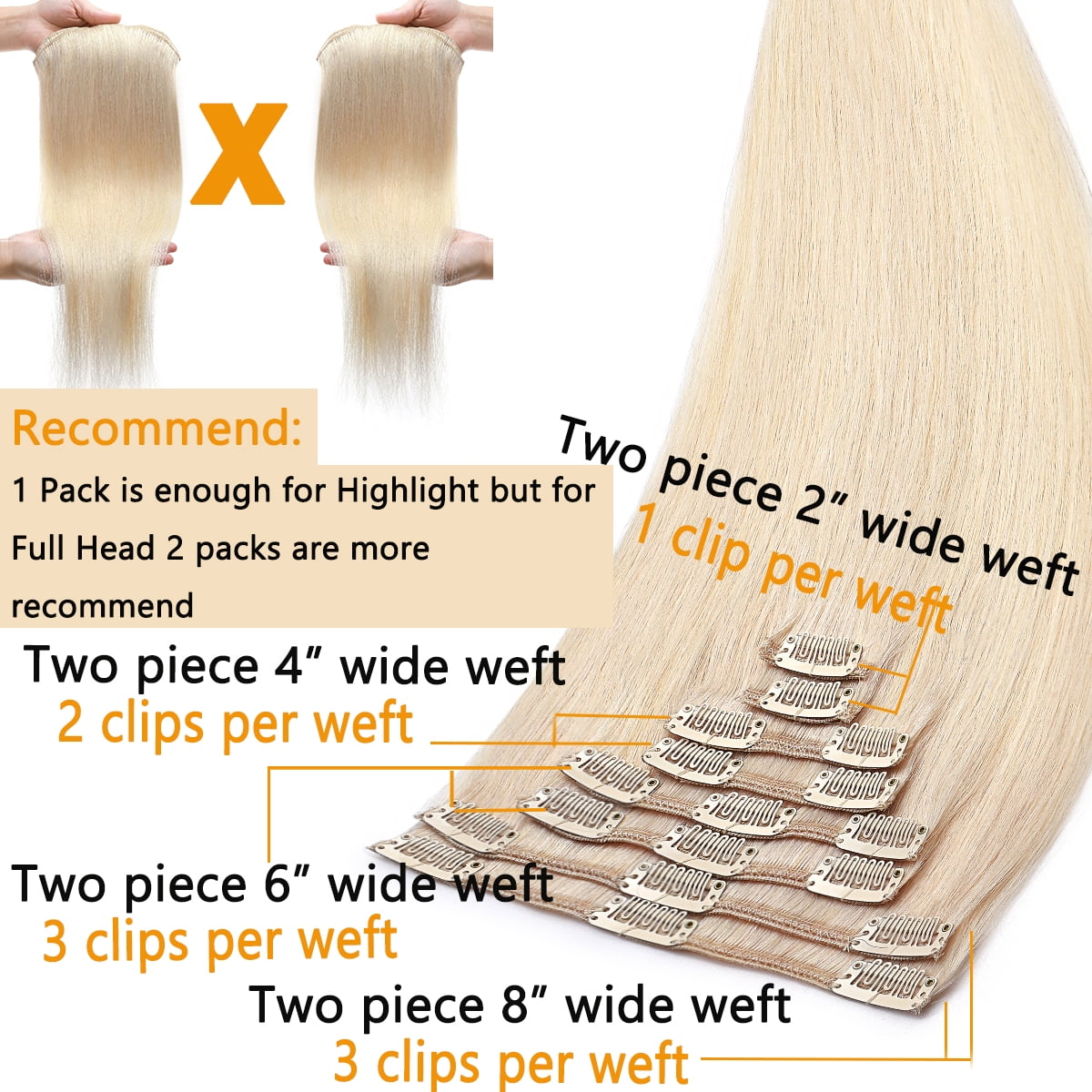 HAIRRO Clip In Human Hair Extensions, Brazilian Hair 8pcs/18Clips Dark Brown to Chestnut Brown Balayage Hair Extensions Full Head Silky Straight 100% Human Hair Clip In Extensions 8Inch-24inch
