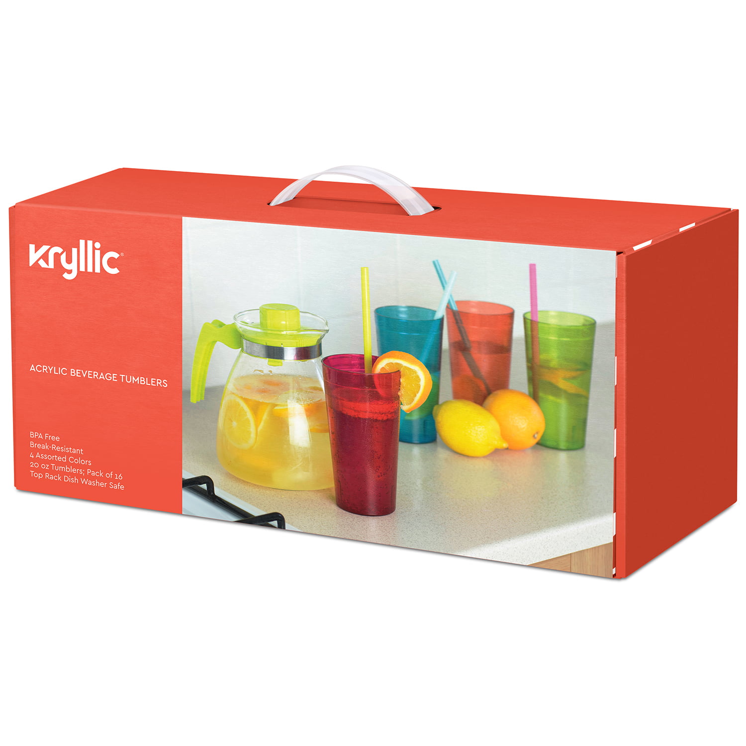 Kryllic Plastic Tumblers Set Of 16 Color Plastic Drinking Glasses 20 OZ  Assorted Colors Plastic Cups…See more Kryllic Plastic Tumblers Set Of 16  Color