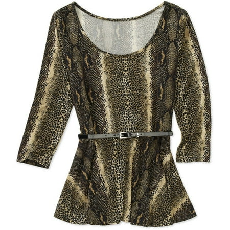 Womens Belted Lace Peplum Top