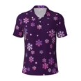 thumbnail image 2 of Daiia Purple Snow Flakes Pattern Men’s Polo Shirts,Solid Deck Shirt,Classic Fit, Breathable Cotton Polo for Casual and Sport Wear-X-Large, 2 of 7