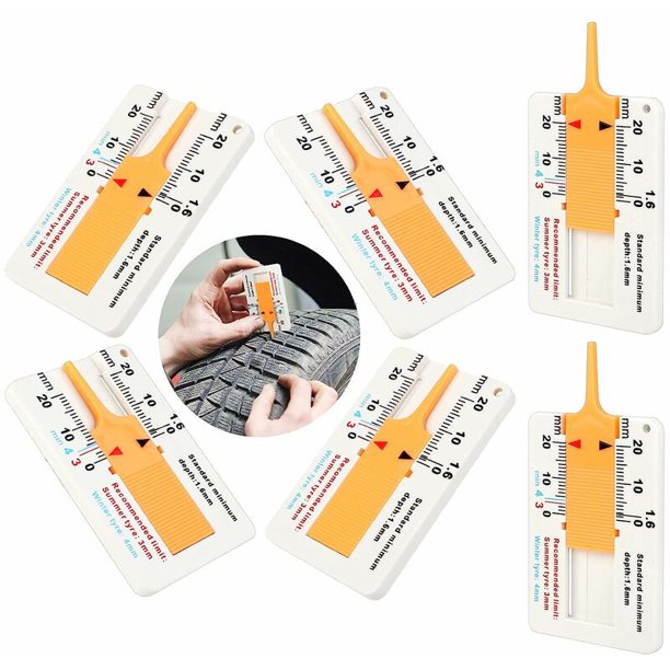 6 PCS Adjustable Tire Depth Gauge Tire Wear Gauge Tire Depth Gauge