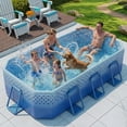 thumbnail image 1 of Piscina plegable LOMOTIVE de 101" con estructura metálica y PVC, 1 of 7