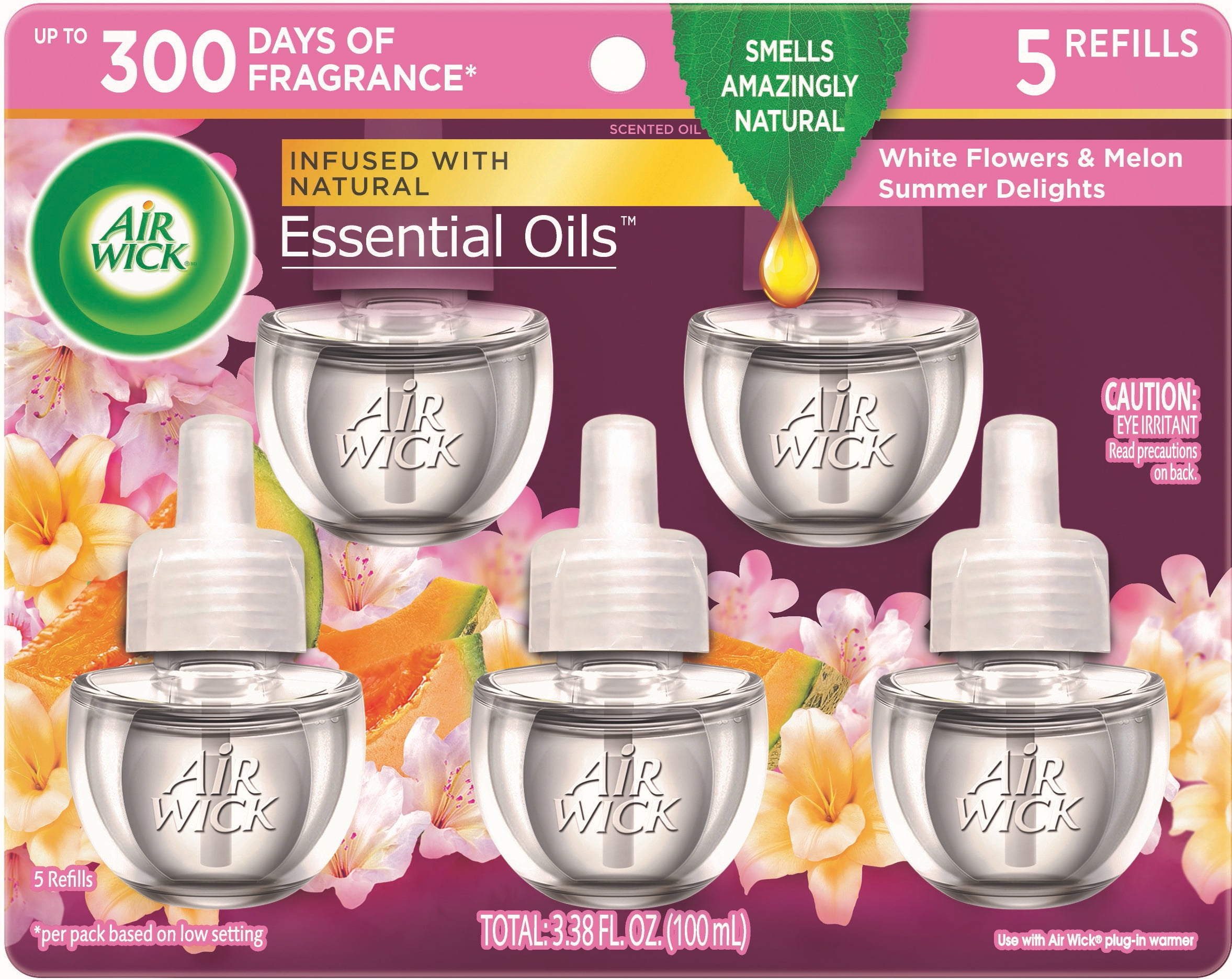 Air Wick Plug in Scented Oil Refill, 5 ct, Summer Delights,  Air Freshener, Essential Oils