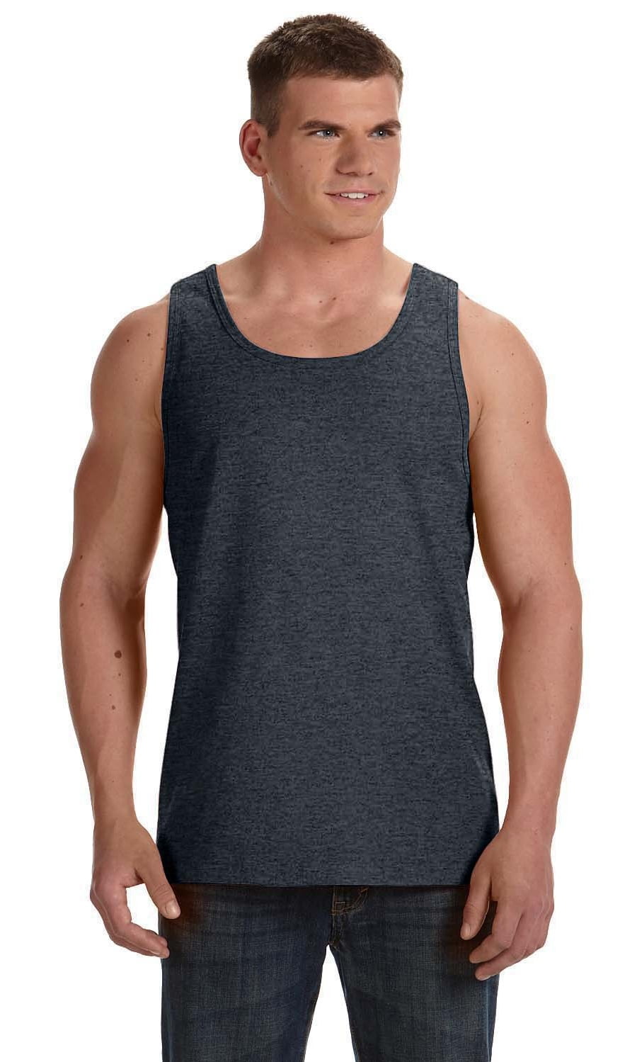 The Fruit of the Loom Adult 5 oz HD Cotton Tank Top - BLACK HEATHER - M ...