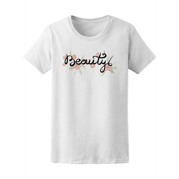Beauty With Cute Flowers T-Shirt Women -Image by Shutterstock, Female Large