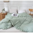 thumbnail image 4 of Move Over Green Ruffle Duvet Cover Twin Only Soft Washed Microfiber Bedding Set Ruffled Pattern No Filling, 4 of 9