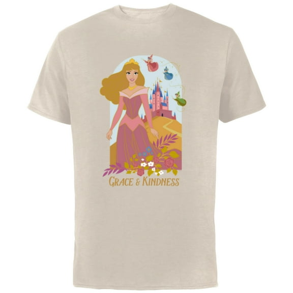 Disney Sleeping Beauty 65th Anniversary Grace & Kindness - Short Sleeve Cotton T-Shirt for Adults - Customized-Natural