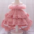 thumbnail image 5 of Bmisegm Toddler Dress Carnival off Shoulder Embellished Neckline Layered Ruffled Cake High Low Tutu Dress Kids Dress 18-24 Months, 5 of 9