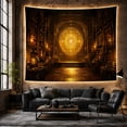 thumbnail image 6 of Golden Portal in a Dark Ancient Vaulted Library, Mystical Fantasy for Book Lovers, Arcane Knowledge Decor, Halloween Gift, Tapestry Wall Hanging for Study Room and Den, 6 of 7