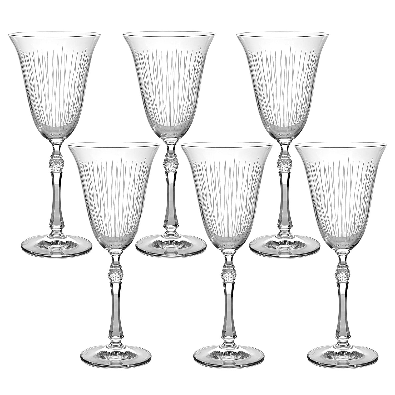 Venus Wine Glass set of 6 Clear Drinking Glassware for Red Wine 8.5 fl