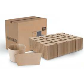 Corrugated Brown Kraft Paper Coffee Sleeves 900 Pcs Fit 12oz 16oz 20oz 22oz 24oz Cups Recyclable Disposable