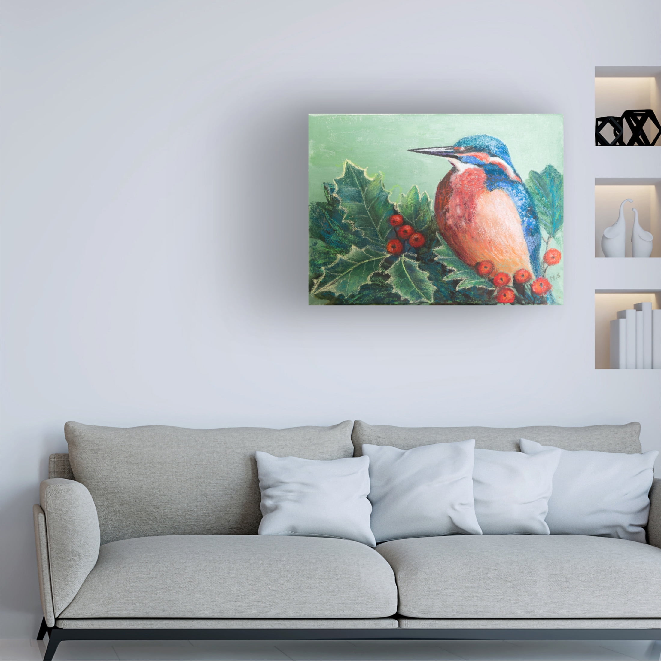 Margo Starkey 'Kingfisher on berries, 2022' Canvas Art - 32 x 24 Inches