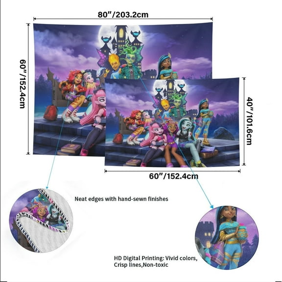 Monster High Tapestry Wall Hanging for Bedroom Dorm Wall Decoratin Birthday Gift