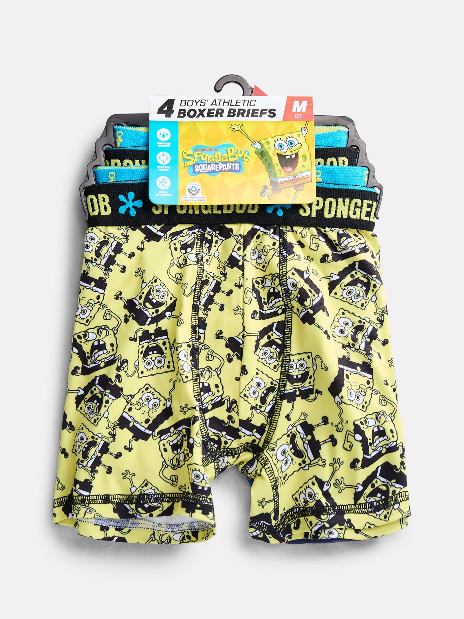 SpongeBob SquarePants Boy's Boxer Briefs, 4-Pack