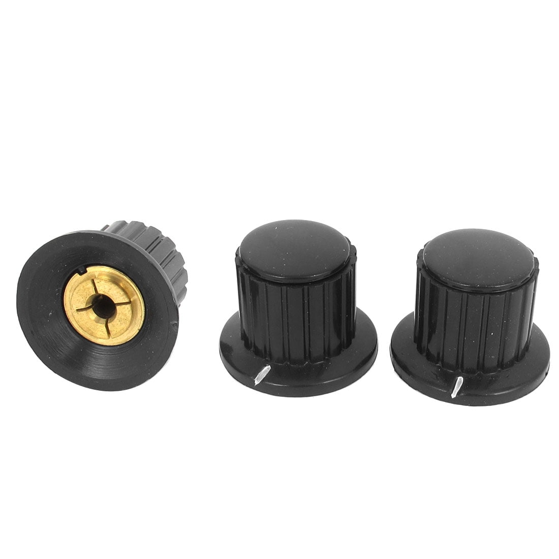 3 x Volume Control 4mm Split Shaft Dia Potentiometer Mixer Knobs Black