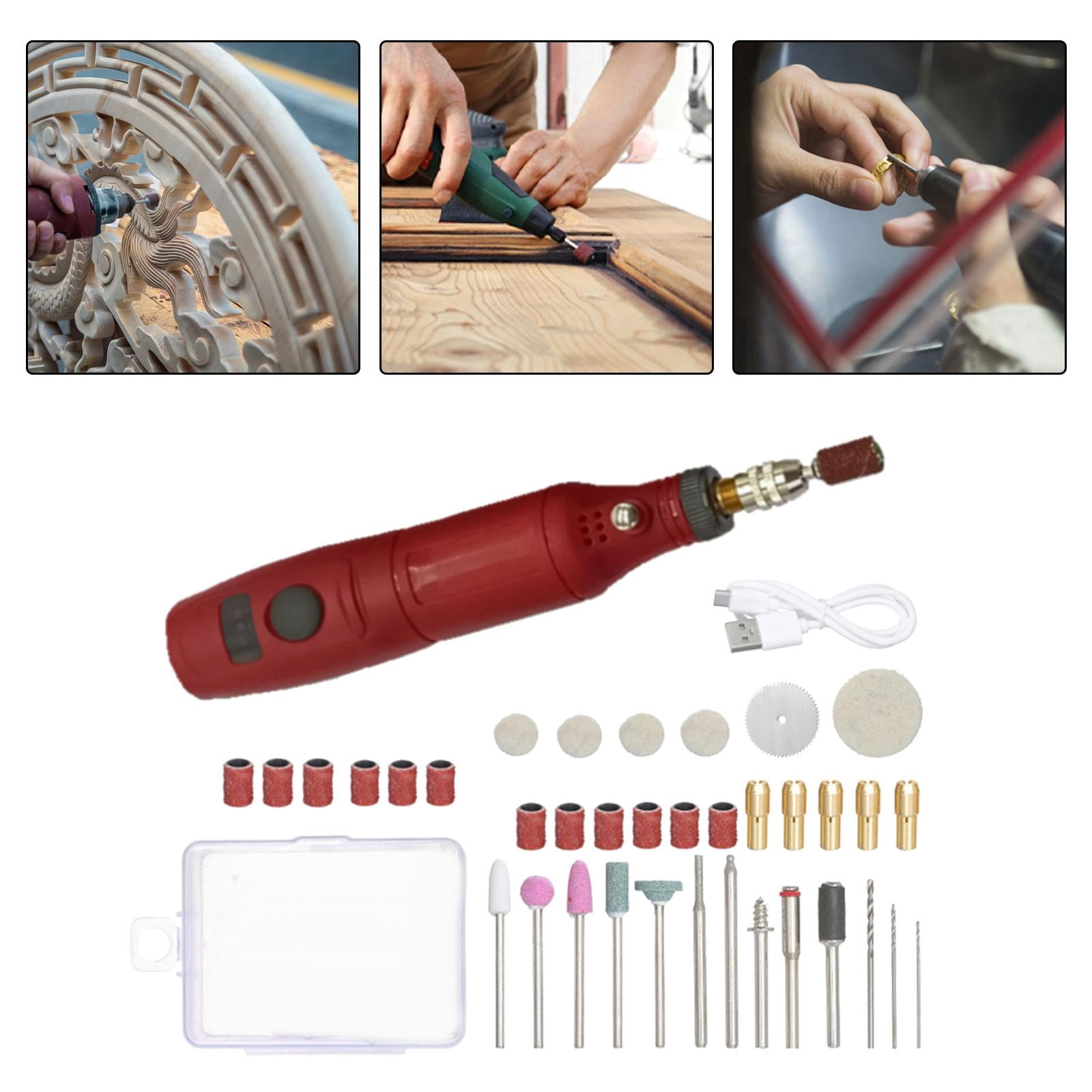 3 Speeds Engraving Pen DIY Tool Set USB Charging Rotary Tool Mini Router Pen for Red