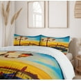 thumbnail image 6 of Ambesonne Venice Duvet Cover Sets, Antique Watercolor Gondolas, 2-Queen, Orange Yellow and Blue, 6 of 7
