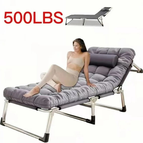 Folding Bed With Cushion - Lightweight And Portable Single Size, With Sturdy Metal Frame, Ergonomic, Suitable For Outdoor Sports