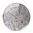 thumbnail image 1 of Elegante reloj de pared redondo con estampado de mármol decorativo, reloj silencioso analógico s pulgadas para el hogar, Sunnimix Reloj de pared, 1 of 7