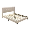 thumbnail image 5 of Home Design Evelyn King Upholstered Platform Bed Frame with Tufted Headboard and Wingback Design, Champagne, Easy Assembly, 5 of 5