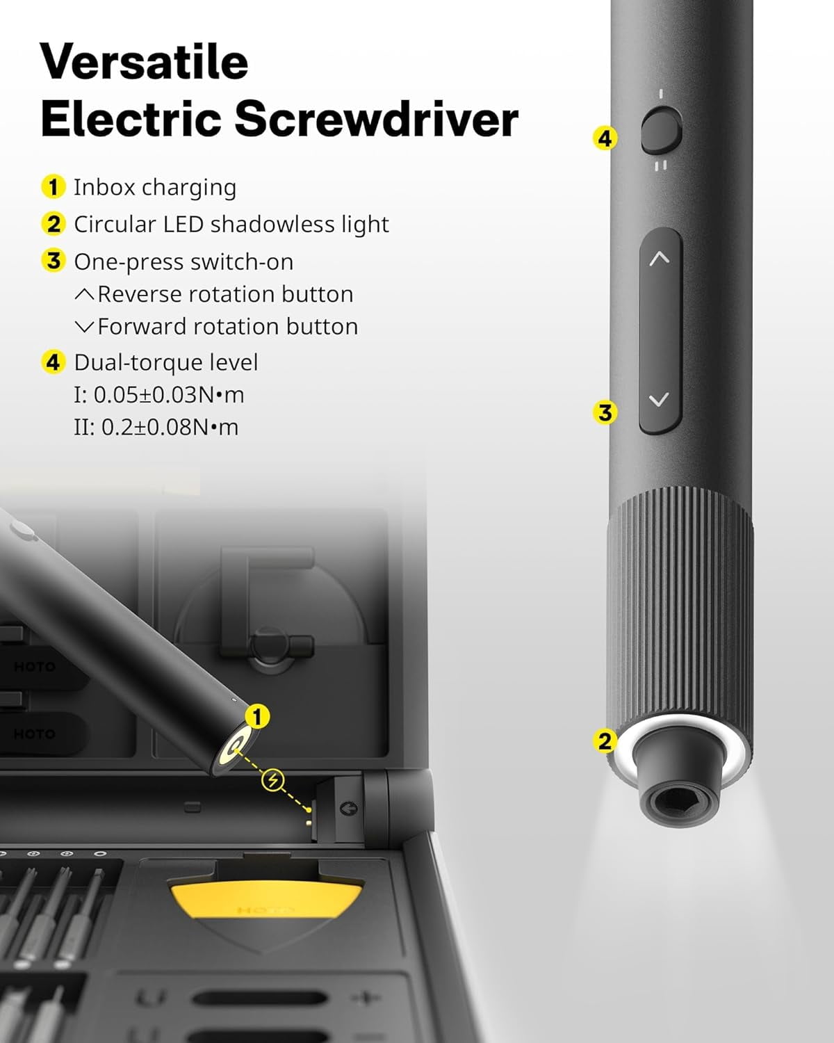 HOTO 48 in 1 Electric Precision Screwdriver Set, Electronics Repair Tool Kit for Phones, Laptops, Computer