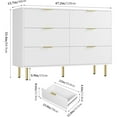 thumbnail image 2 of Twister.CK Commode à 6 Tiroirs, Coffre de Rangement Double Moderne en Bois, pour Salon Chambre, Blanc, 2 of 6